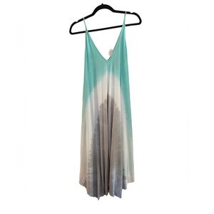 Freeloader Tie Dye V Neck Midi Coverup Swim Turquoise Gray One Size
